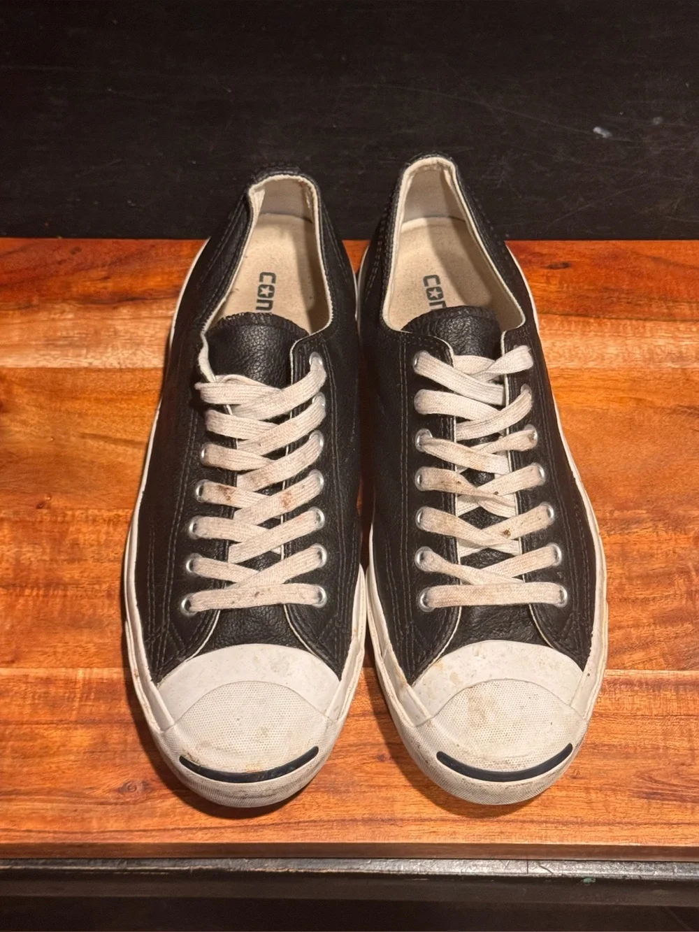 SOLD‼️Converse Unisex Jack Purcell Ox Leather Low Top Black/White1S962 Men’s 9.5 - Picture 2 of 8